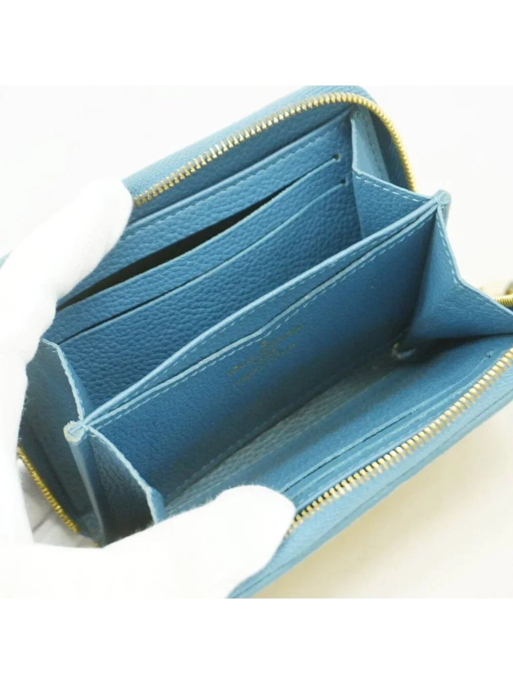 Louis Vuitton Coin Case Monogram Empreinte Zippy Purse Cream Blue Jean